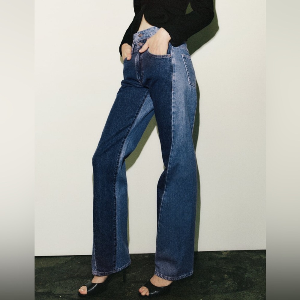 Zara High-waisted Contrasting Jeans
